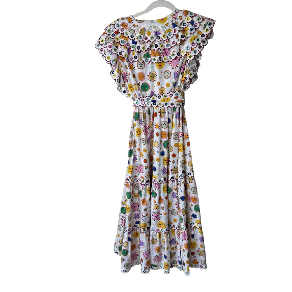 CeliaB Tervos Dress White Moon  Print Scallops Small - Picture 4 of 10